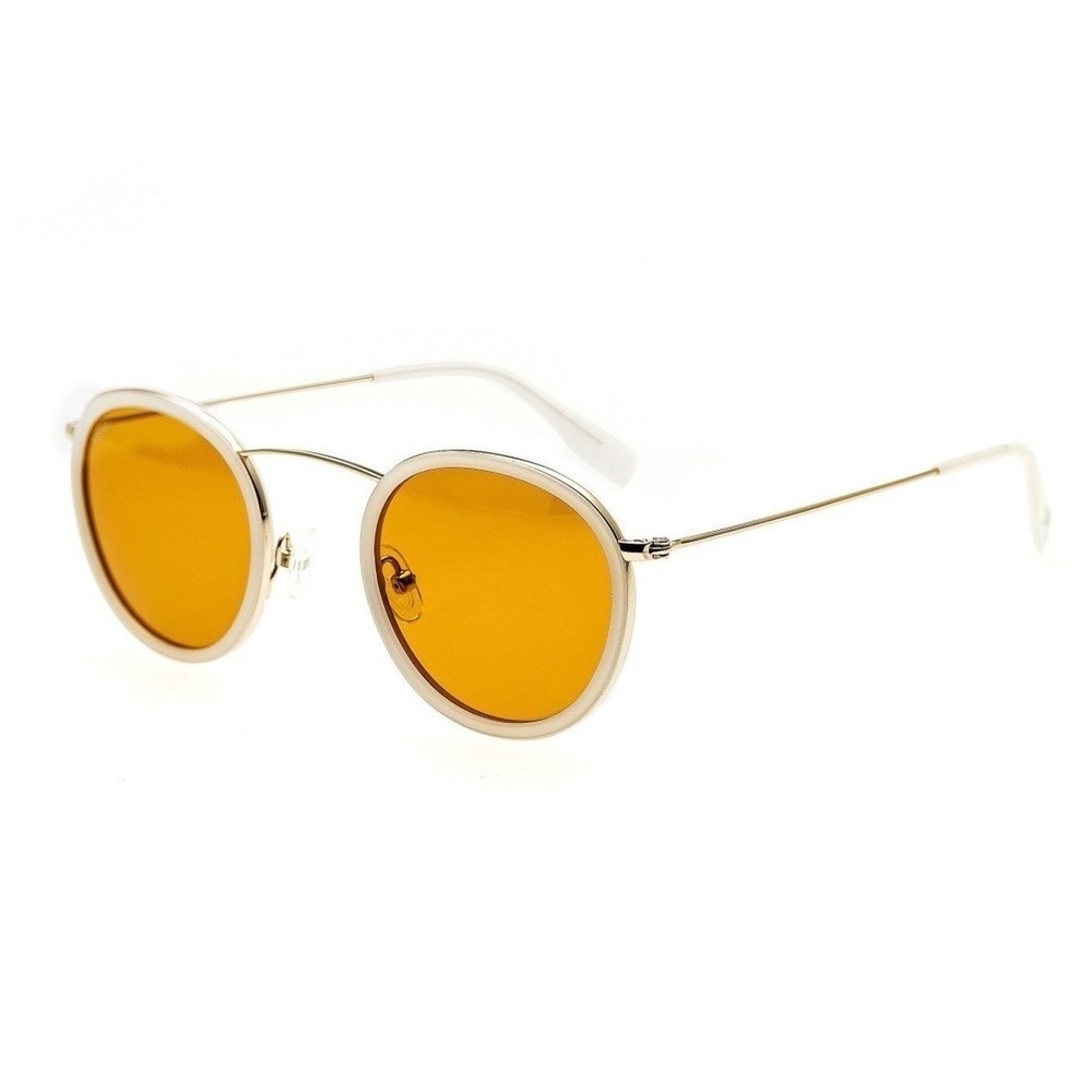 Simplify Jones Round Sunglasses White Acetate Frame Brown Polarized Lens Unisex